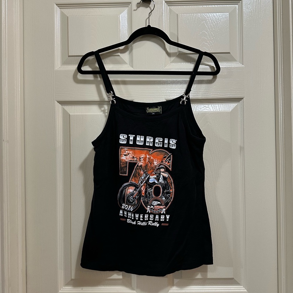 BIKER clothing co. spaghetti strap black tank top sturgis size 2XL
